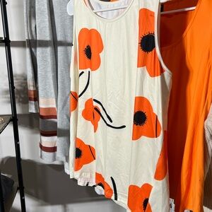 SHEIN Cream Tank Top with Orange Floral Design